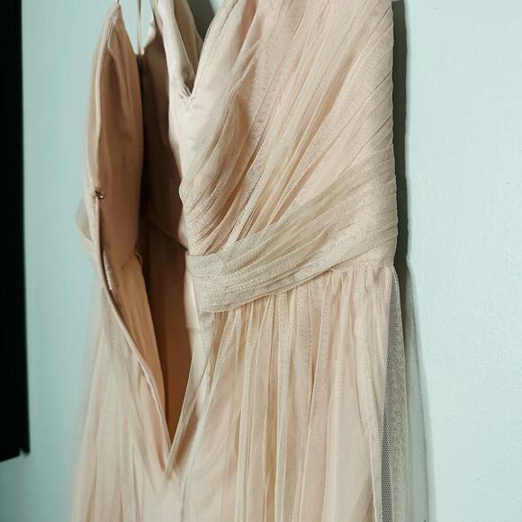 AMSALE Blush Pink Sweetheart Neckline Hourglass Chiffon Strap Maxi Dress Size 6 - Picture 9 of 15